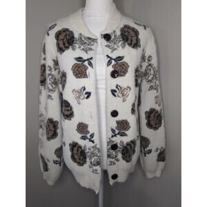 Cyrus neutral floral button cardigan med